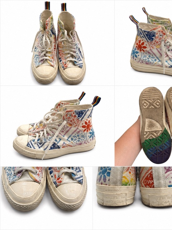 Converse Shoes - Converse x Miley Cyrus Pride Rainbow Bandana High Top Sneakers Women’s 9